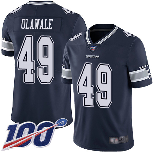 Men Dallas Cowboys Limited Navy Blue Jamize Olawale Home 49 100th Season Vapor Untouchable NFL Jersey
